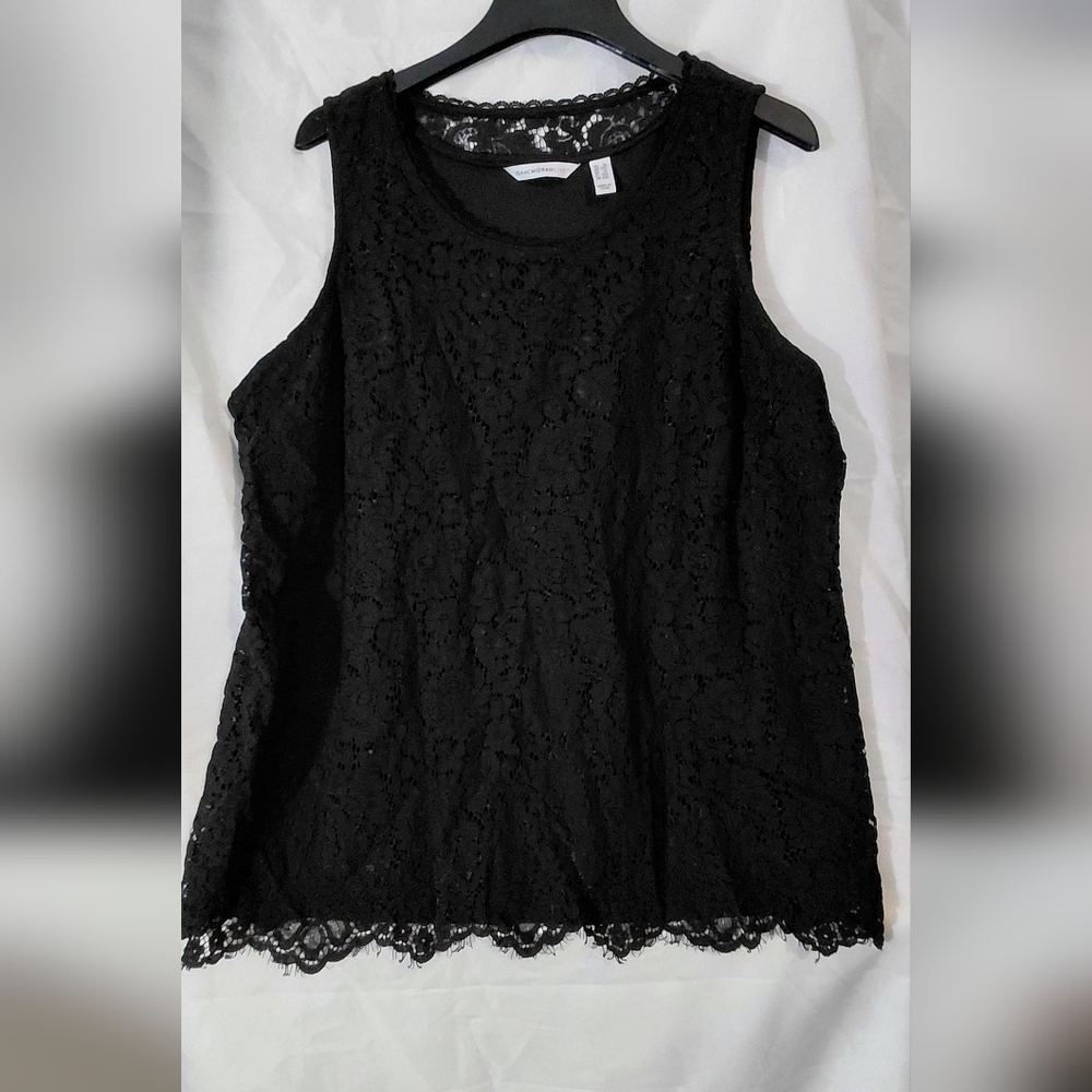Isaac Mizrahi Elegant Black Lace Tank Top